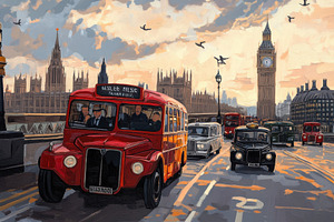 Classic red bus and black cabs weave, a Photo by Iftikhar Alam