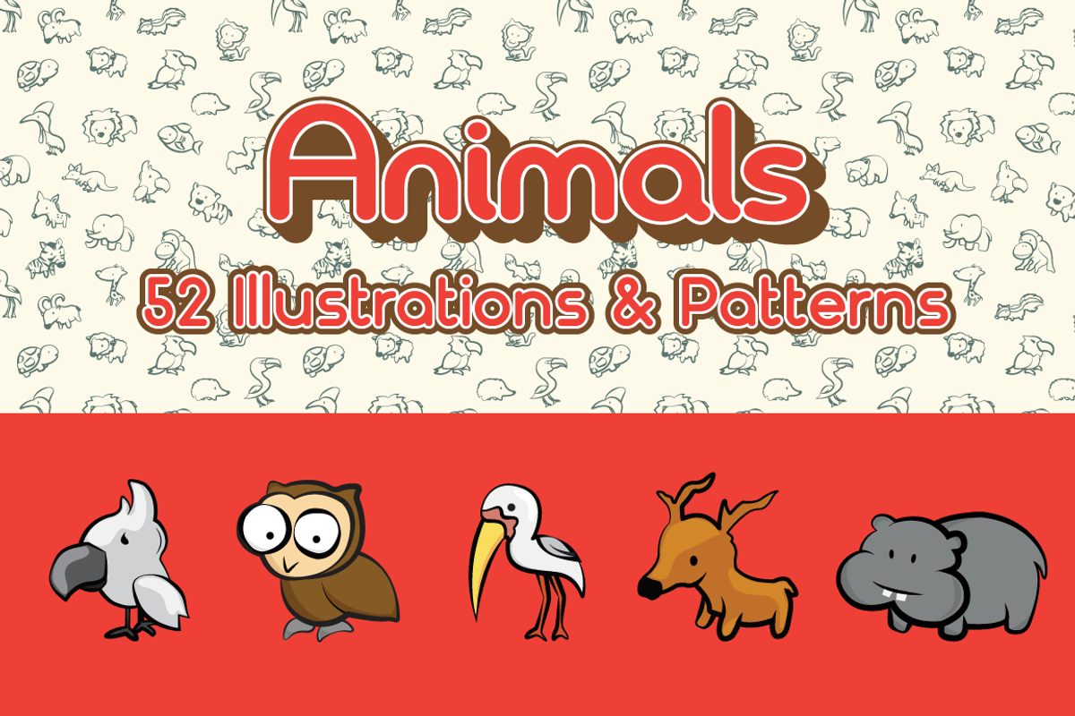 52 Animals Illustration + Pattern, a Graphic by Voila!