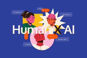 Human X AI Vector Illustrations