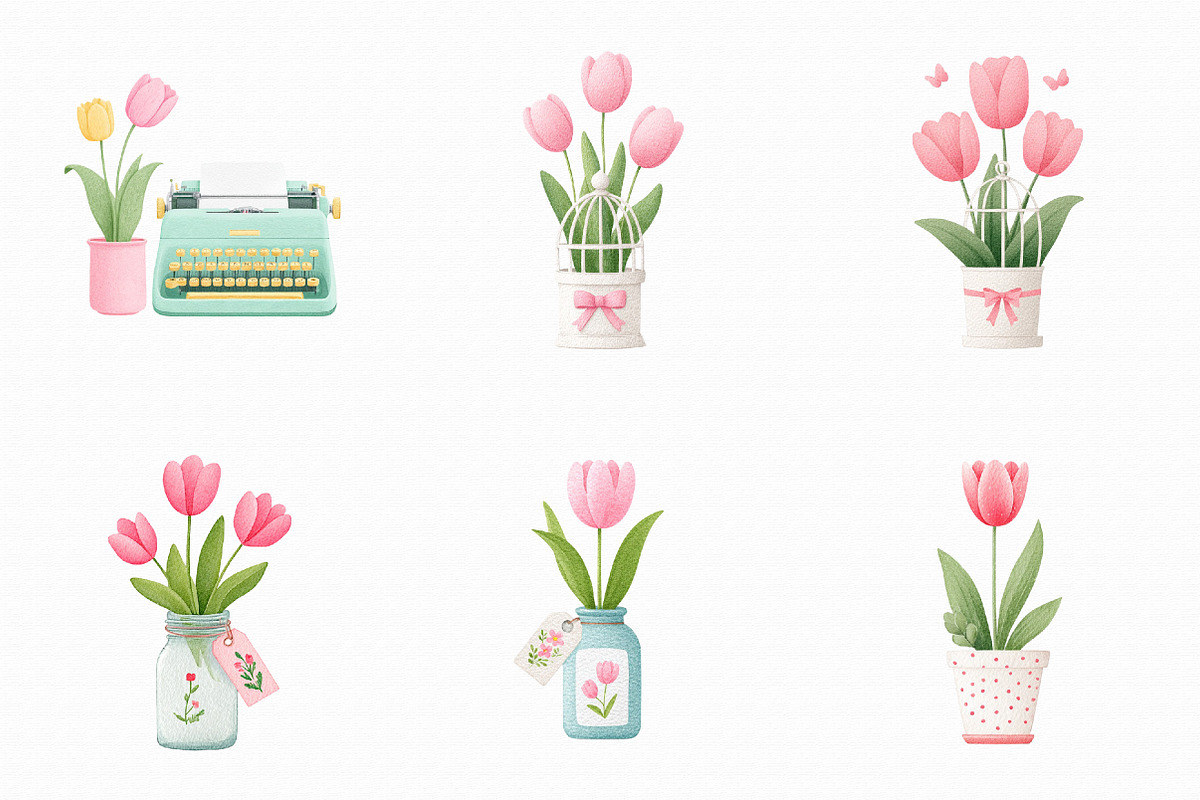 Whimsical Spring Tulip Flower Clipar, an Illustration by Libby Wishes (Photo 8 of 9)