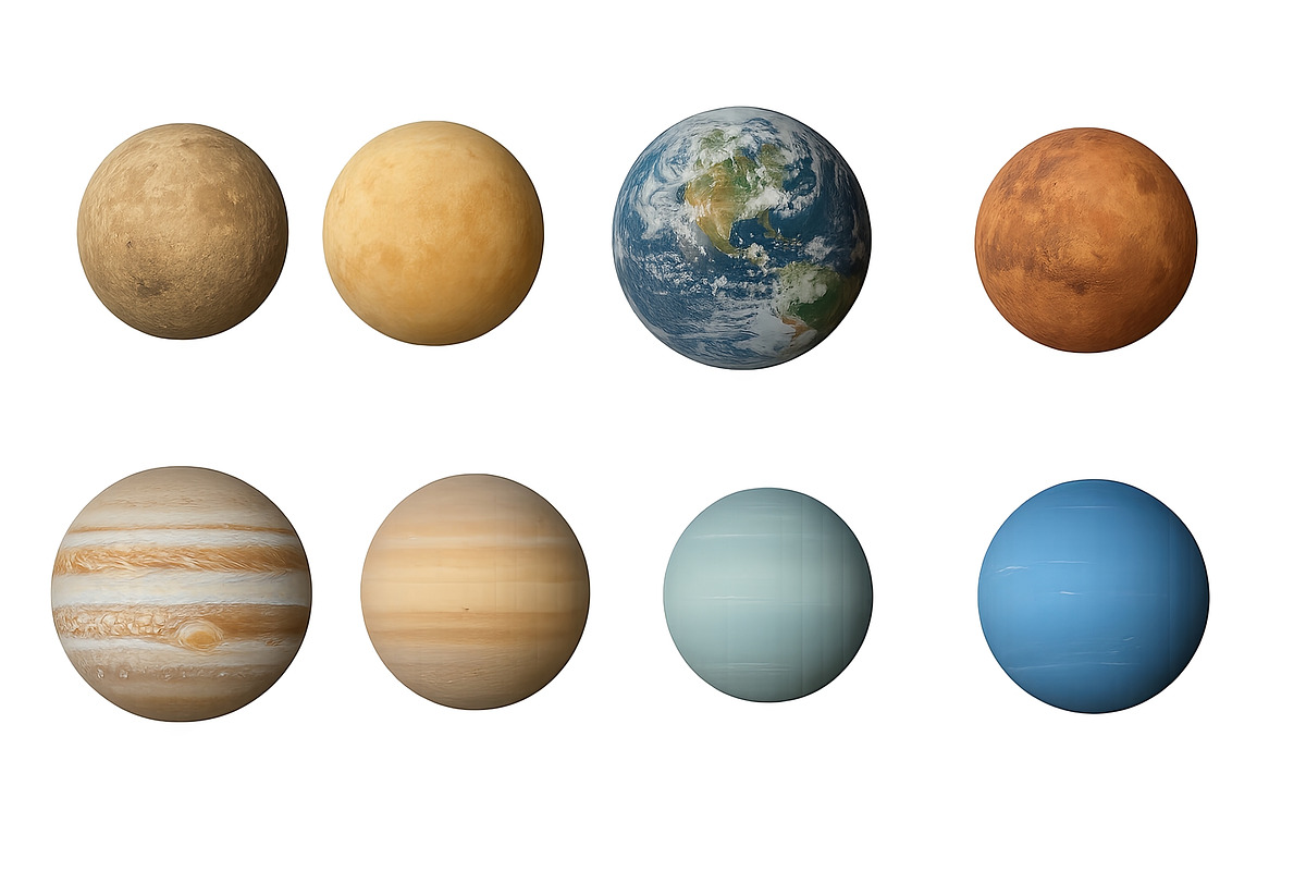 Planets isolated on transparent back, an Illustration by Dvoevnore photos