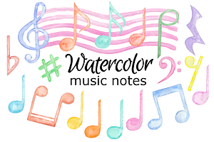 Music Notes Watercolor Clipart