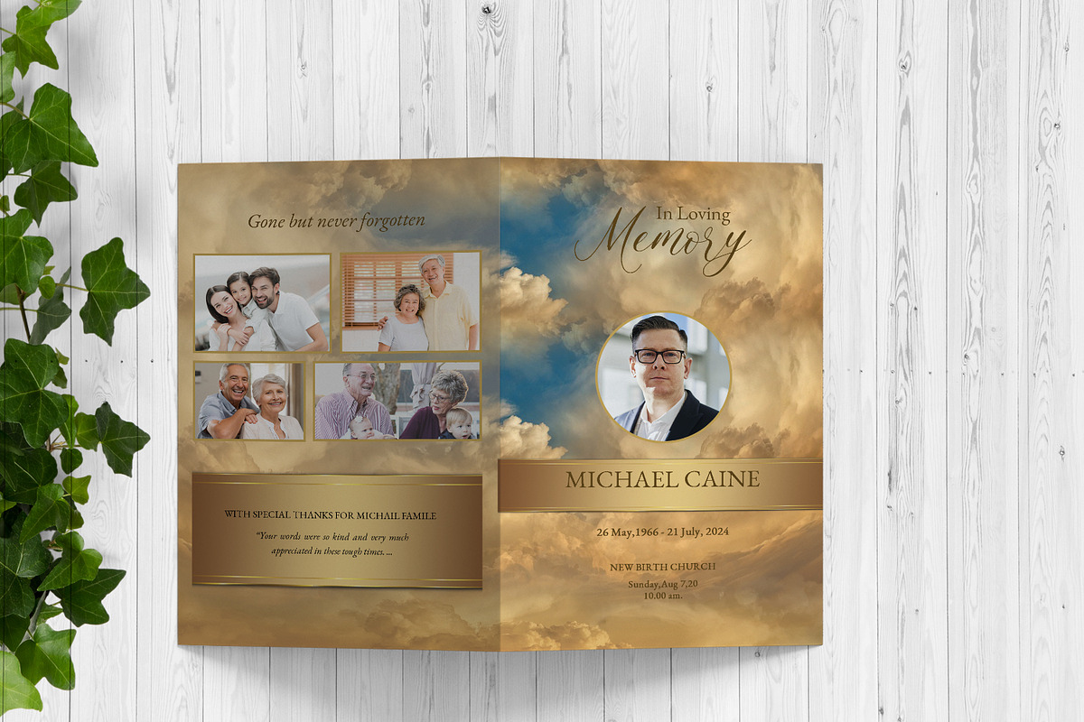 Golden Sky Funeral Program Template, a Brochure Template by Template Shop (Photo 5 of 5)