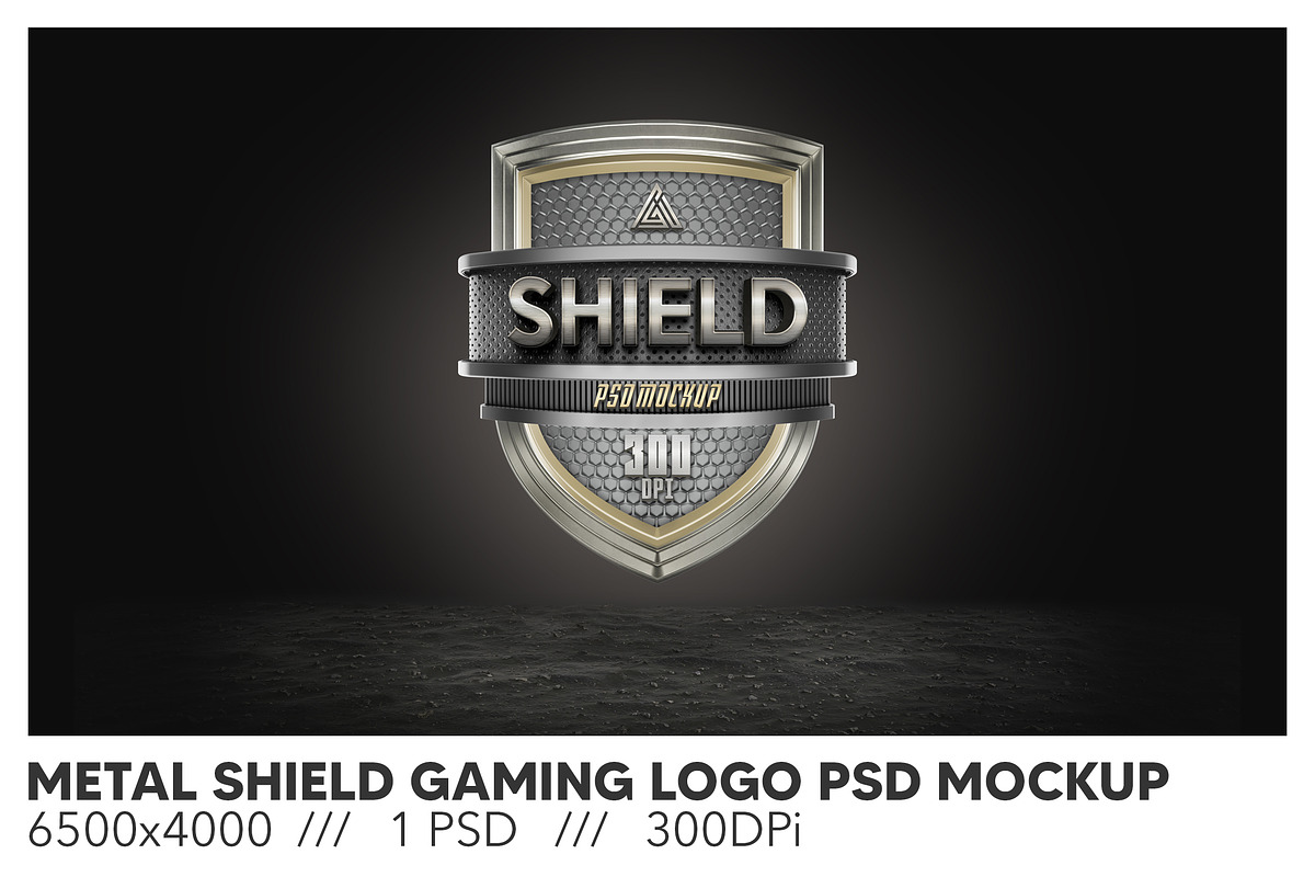 Metal Shield Gaming Logo PSD Mockup, an Advertising Mockup by Sinlatown
