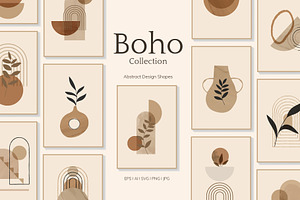 Boho abstract design shapes