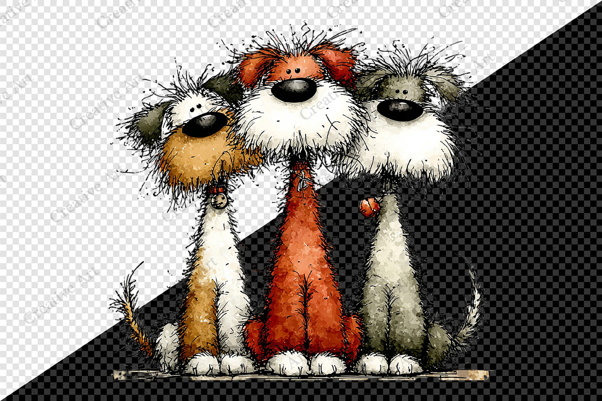 Whimsical Christmas Dogs Clipart, an Illustration by Creative Art (Photo 10 of 11)