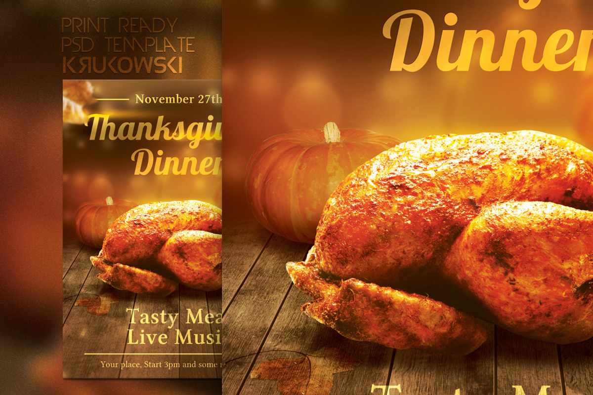 Thanksgiving Dinner Flyer, a Flyer Template by Krukowski Graphics (Photo 2 of 3)