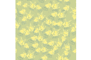 Seamless Pattern with Spring Mimosa, an Object Illustration by Maria Starus