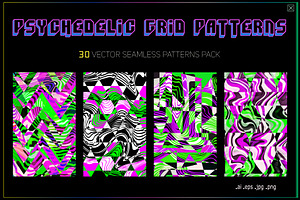 Psychedelic Grid Patterns pack., a Pattern Graphic by Gudiny