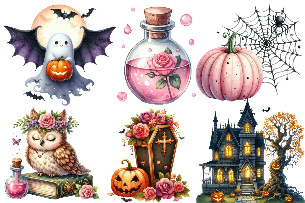 Pastel Goth Halloween clipart, an Illustration by Designworld (Photo 5 of 6)