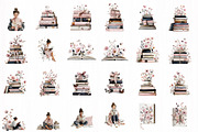 Blush Book Lover Clipart Bundle, an Illustration by DreamCafeArt (Thumbnail 3 of 10)