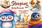 Sleeping Baby Animals, an Illustration by CreationArt (Thumbnail 1 of 6)
