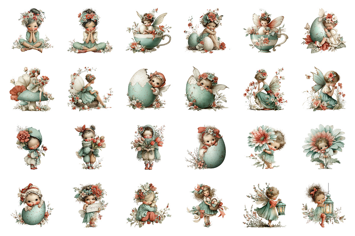 Whimsical Pastel Spring Fairies Png, an Illustration by CreationArt (Photo 2 of 7)