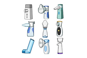 inhaler portable set cartoon vector, an Object Illustration by pikepicture