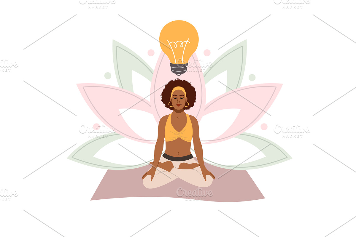 Woman practicing meditation in lotus, an Object Illustration by YummyBuum