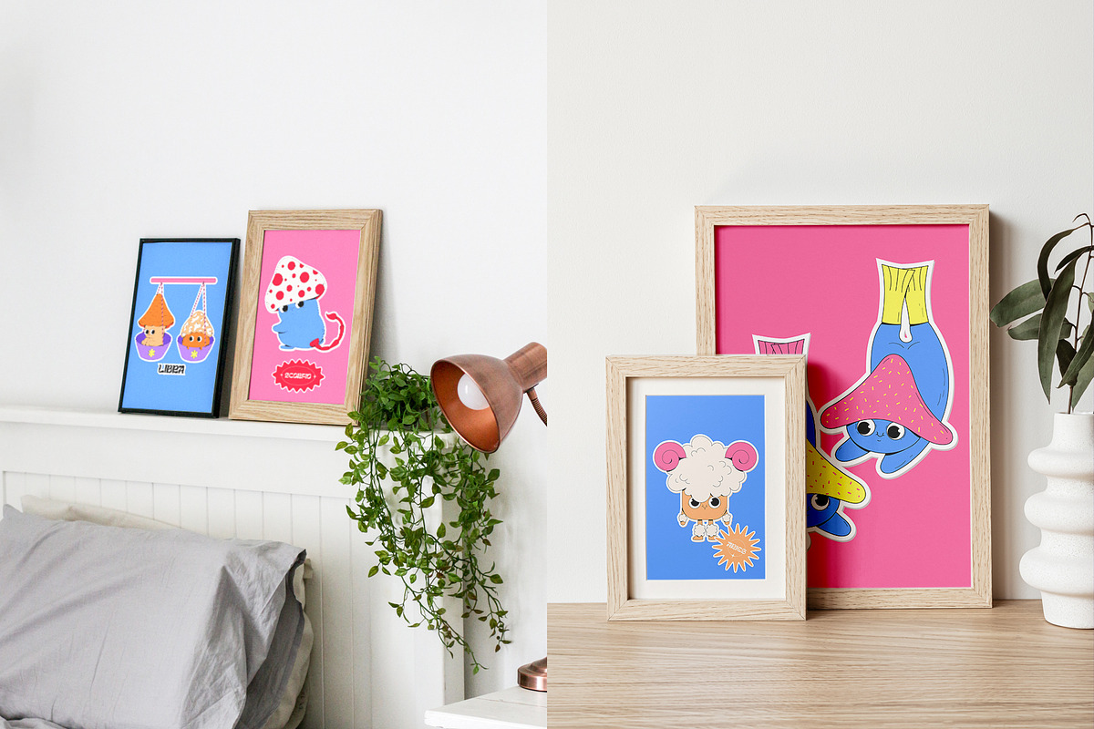 Shroomy Zodiac - vector stickers, an Illustration by marmarina (Photo 7 of 11)