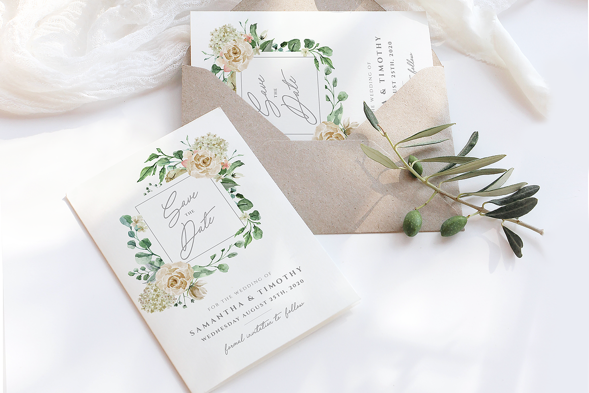 Cream Roses Save the Date Template, an Invitation Template by R Whitehurst Design