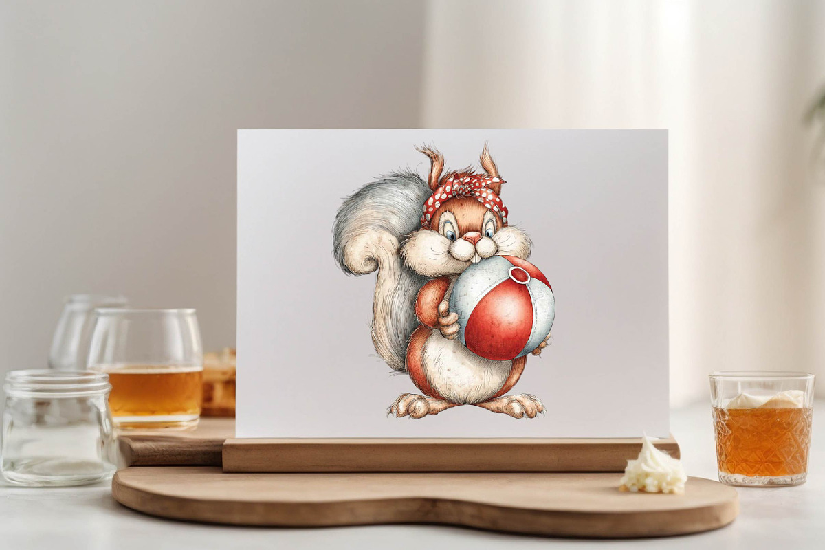 Whimsical Funny Summer Squirrel Clip, an Animal Illustration by SVGArt (Photo 4 of 9)