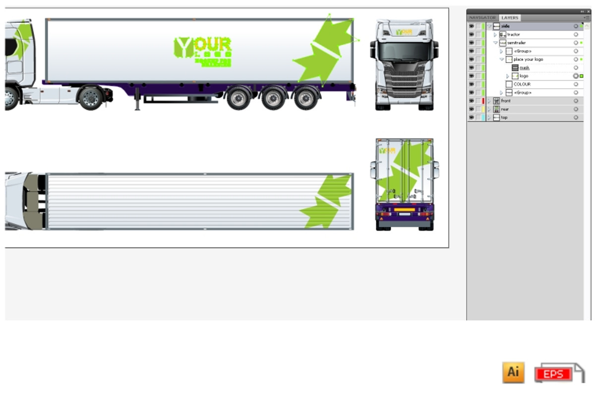 Vector truck mock-up, a Device Mockup by Mechanik