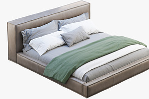 Queen Loft Leather Bed 2 3d Model