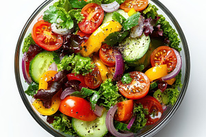Fresh vibrant vegetable salad in a g, a Food & Drink Photo by Pixeness Studio