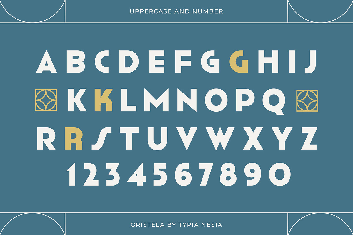 Gristela - Modern Art Deco Font, a Sans Serif Font by Typia Nesia (Photo 2 of 17)