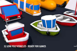 32 Low Poly Vehicles - Game Design