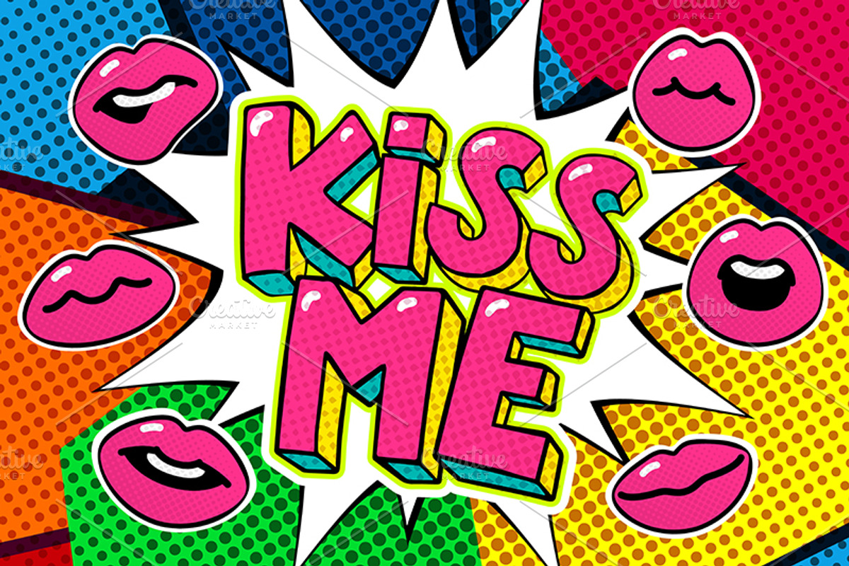Kiss me word bubble., an Illustration by VectorStory