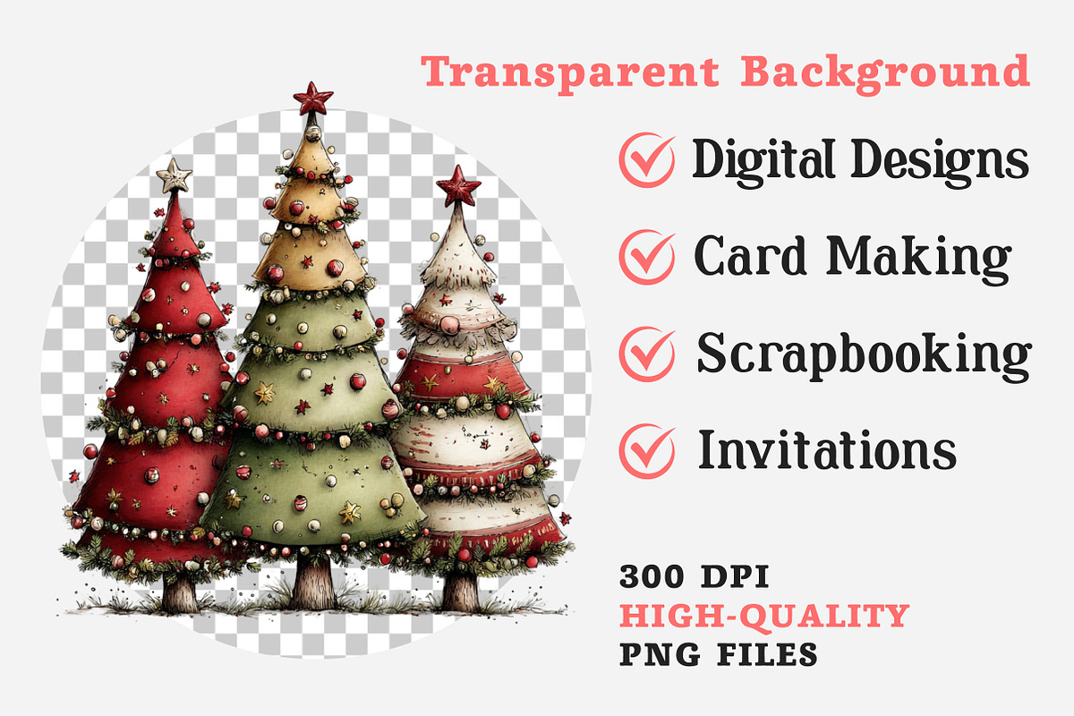 Watercolor Christmas Trees Clipart, an Illustration by Dream Creation (Photo 7 of 7)