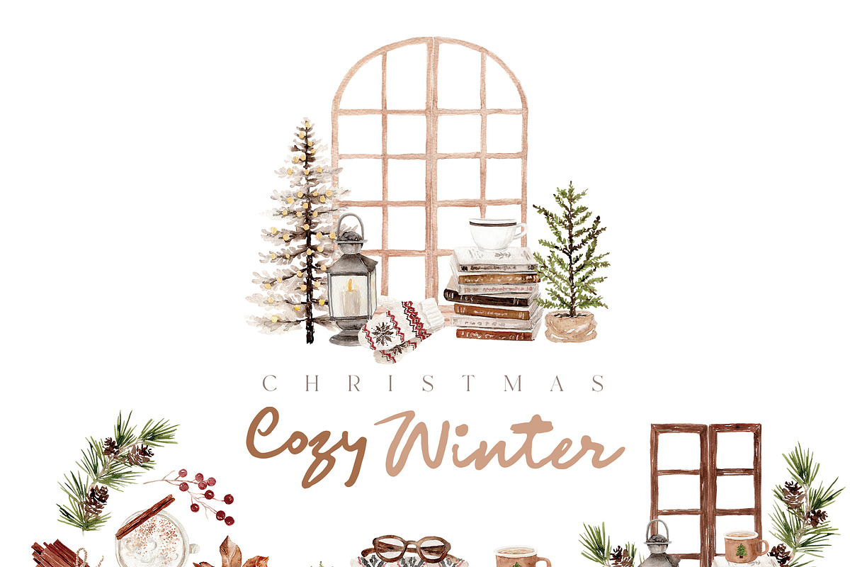 Watercolor Clipart - COZY WINTER, a Decorative Illustration by Beigetime (Photo 5 of 13)