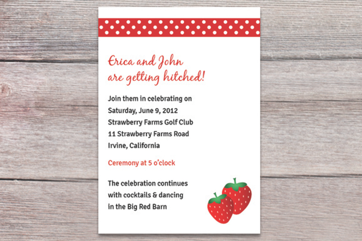Strawberry fields invitation, an Invitation Template by Claudia Petrilli Design