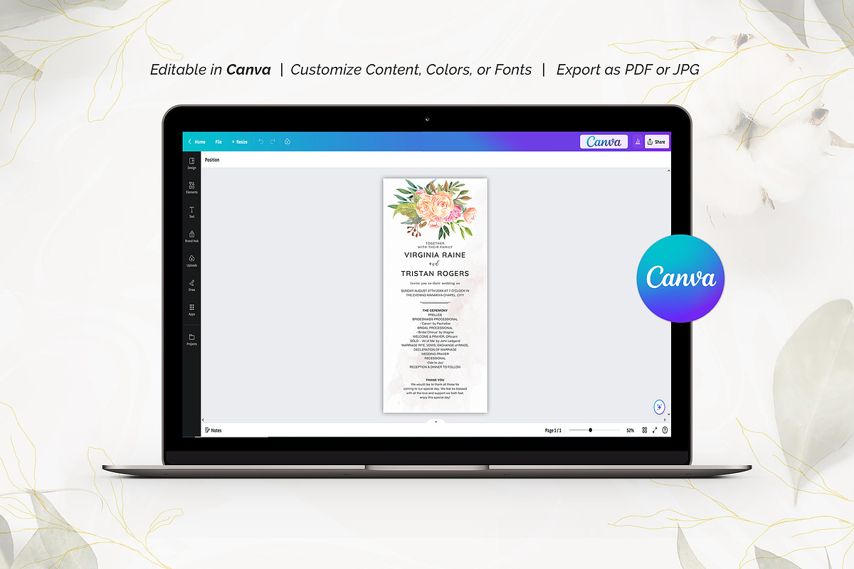 Wedding Program Template Canva, an Invitation Template by ShineOnWedding (Photo 6 of 8)