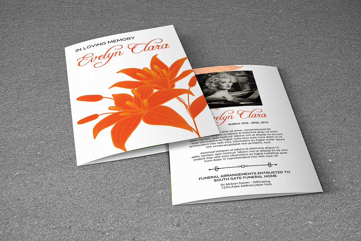 Floral Funeral Program Template-V308, a Brochure Template by Template Shop (Photo 2 of 4)