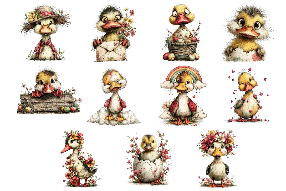 Whimsical Easter Duck Clipart, an Illustration by Dream Creation (Photo 7 of 7)