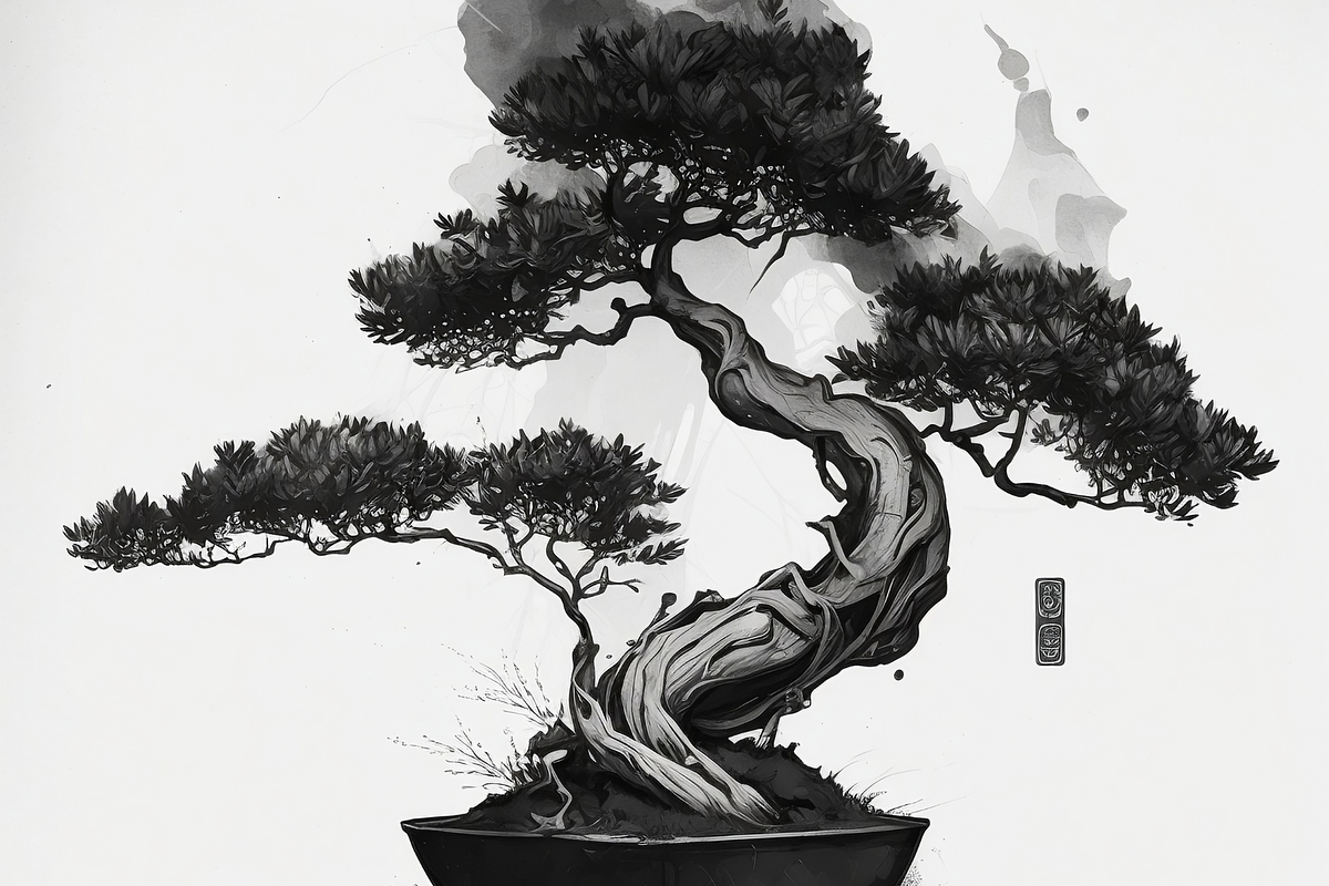 25 Japanese Bonsai BnW Sketches, a Decorative Illustration by Cam' Studio (Photo 4 of 4)
