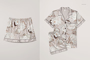Silk Short-sleeve Pyjama Mockup Set, a Bottom Mockup by creatsy5 (Thumbnail 6 of 12)