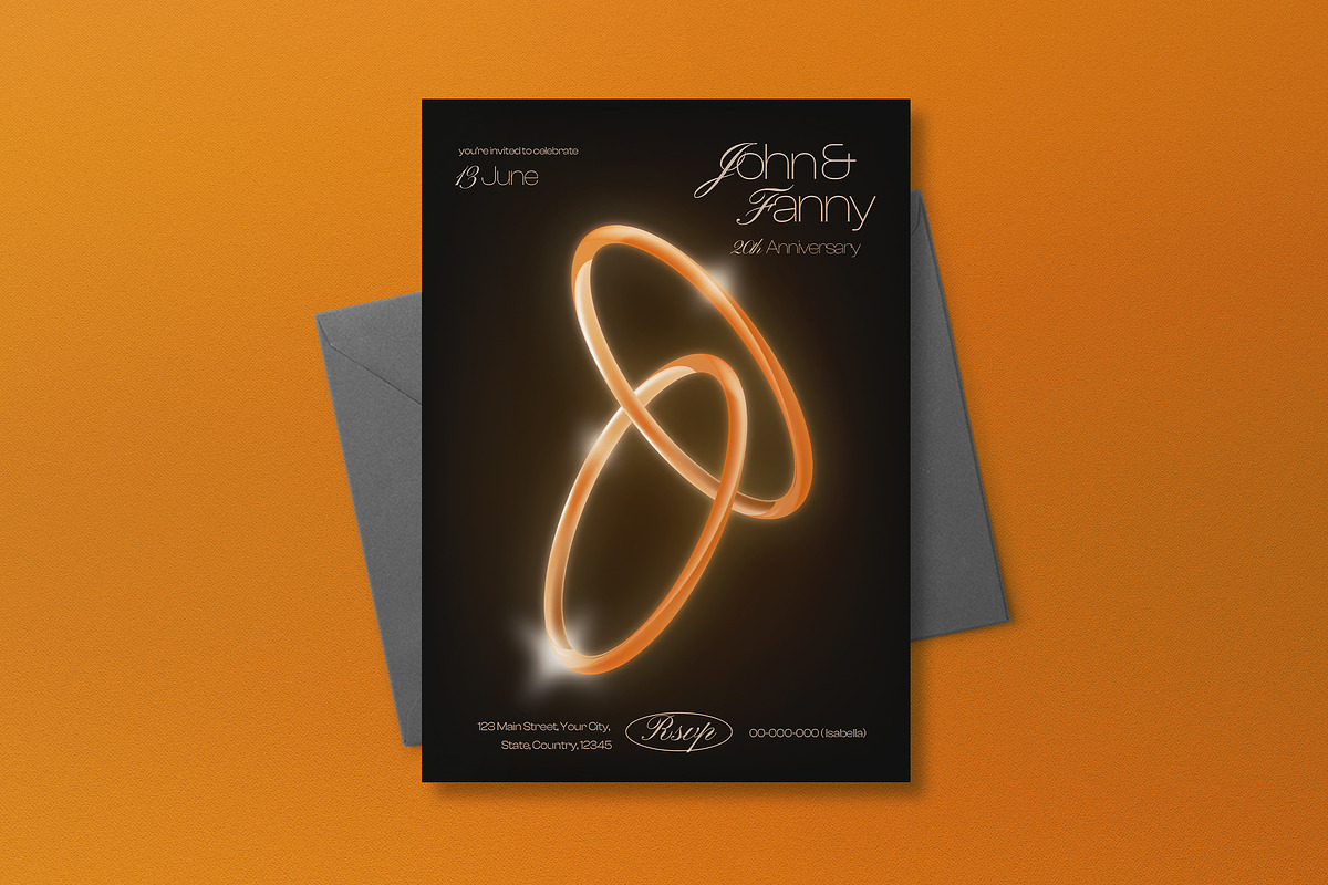 Gold Gradient Anniversary Invitation, an Invitation Template by graphicook (Photo 3 of 3)