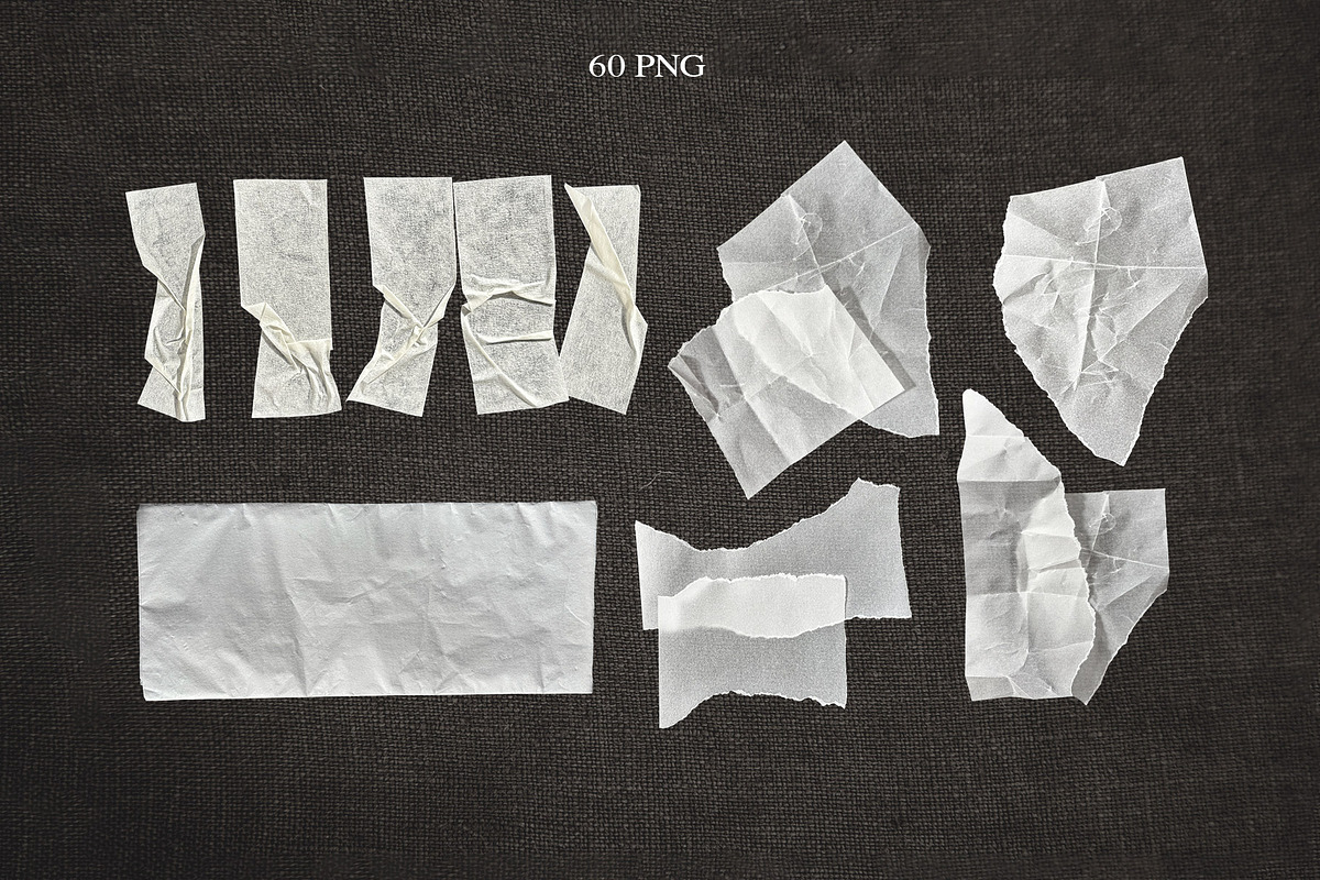PNG Wrinkled Glued Paper Pack, an Object Graphic by Marie T (Photo 9 of 16)