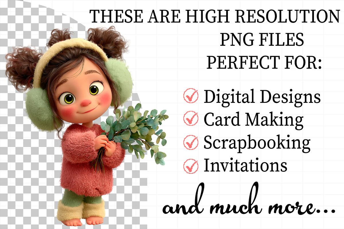 Christmas Whimsical Girl Clipart, an Illustration by Daily.Designs (Photo 2 of 5)