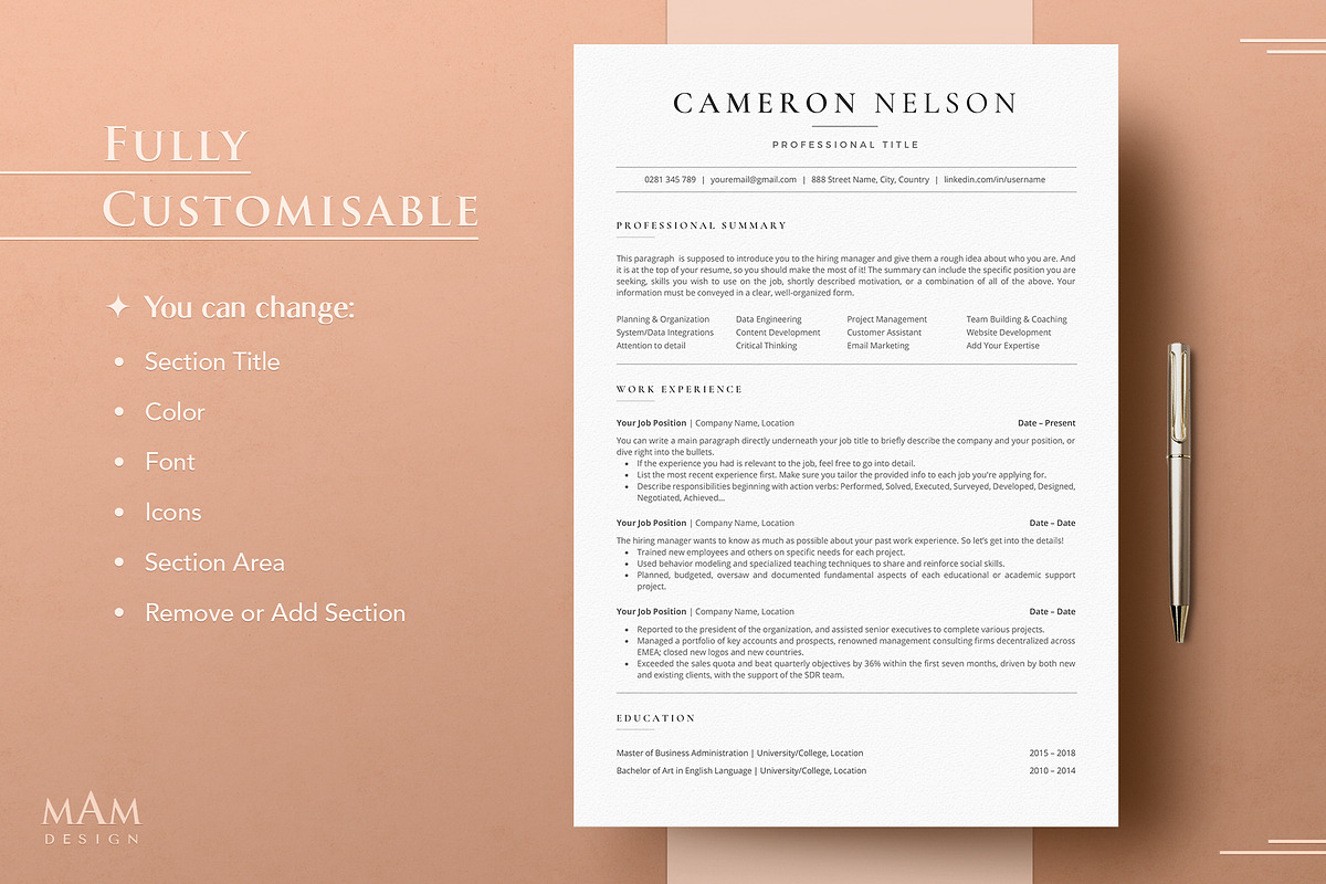 Minimalist ATS Friendly Resume, a Resume Template by MAM Design (Photo 6 of 10)