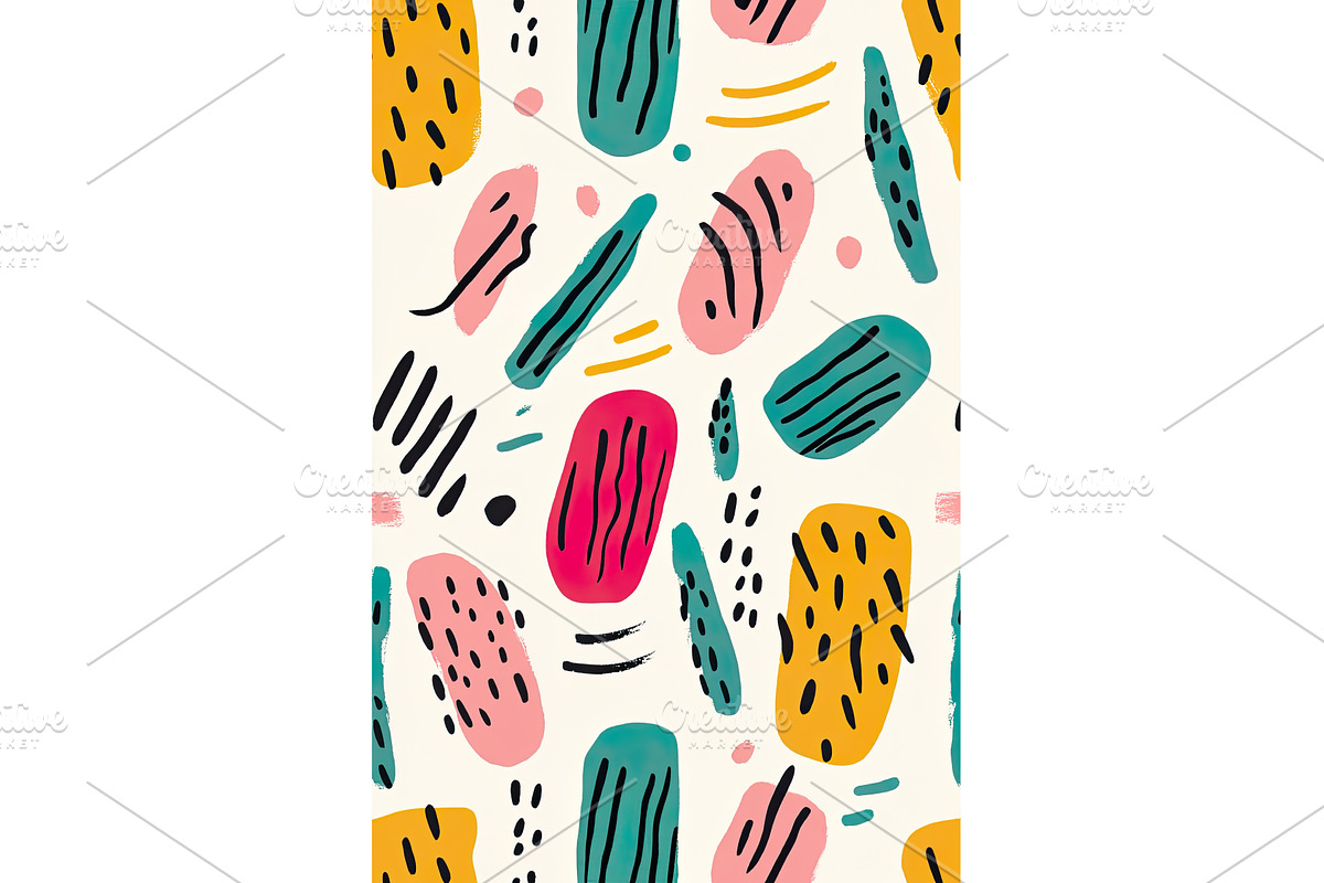 Colorful abstract shapes pattern, an Illustration by Lermont51