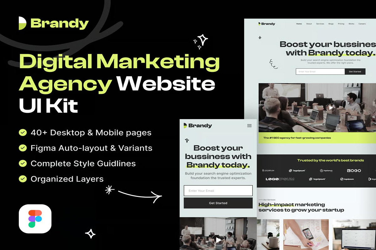 Brandy Digital Marketing Agency UI, an UI Kit Template by Creative Perspective (Photo 1 of 8)