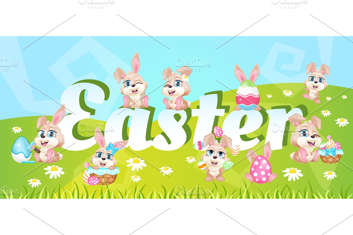 Easter holiday word concepts banner, a Poster Template by IMG visuals characters