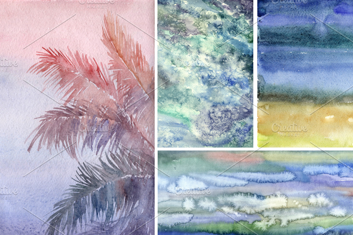 Watercolor beach backgrounds, a Texture Graphic by Inna Vinchenko Designs (Photo 6 of 7)