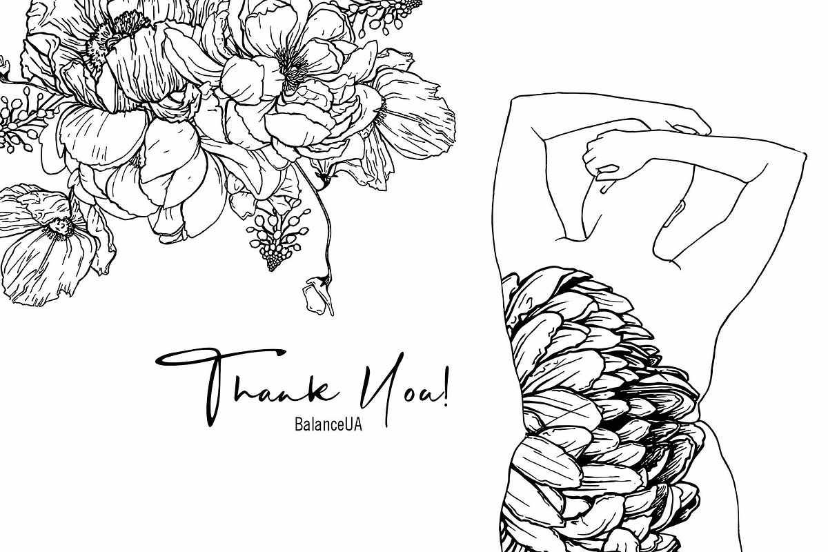 Flowers and People Lineart Clipart, a Person Illustration by BalanceUA (Photo 12 of 12)