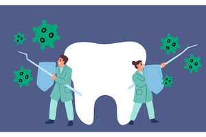 Male and female dentists protect, an Object Illustration by Vectorbuum