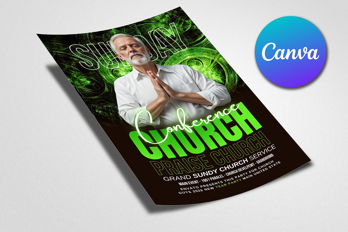 Praise & Worship Church Flyer Canva, a Flyer Template by Psd Templates (Photo 3 of 3)