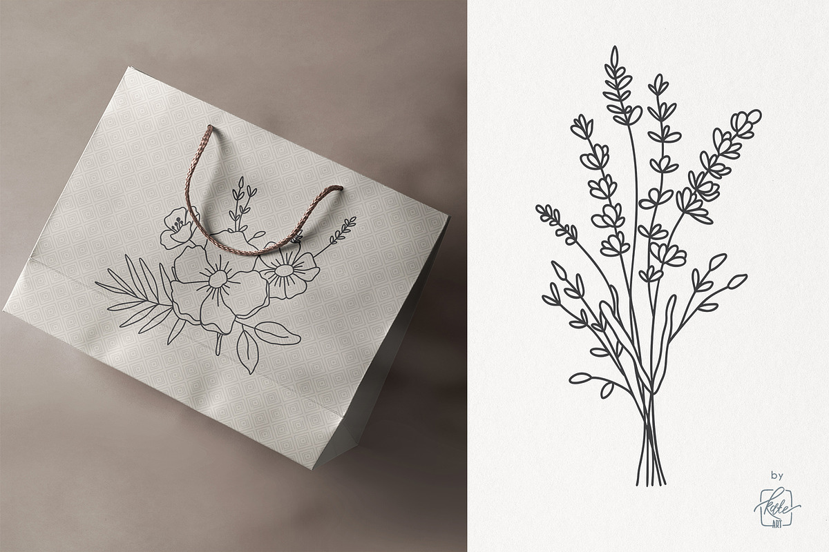 WILDFLOWER LINE ART, an Object Illustration by Kate Art (Photo 14 of 22)