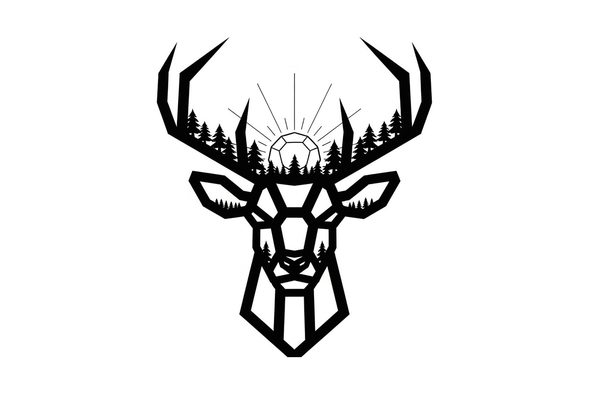 Artistic Geometric Deer Head Bundle, an Illustration by yasushie (Photo 7 of 31)