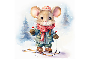 Cute Little Mouse In Winter Clothes